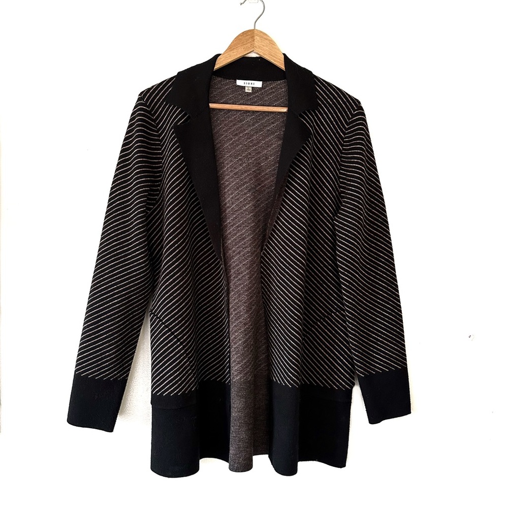 Sioni Striped Open-front Cardigan